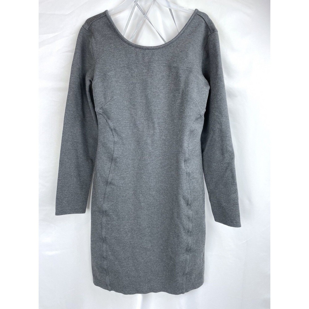 Athleta Women Small Grey Illusion Dress Ponte Knit Long Sleeves #138088
